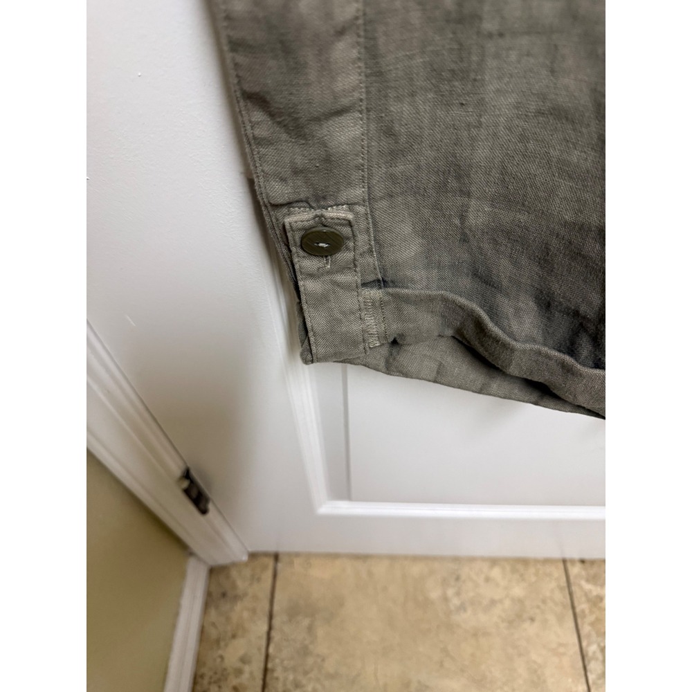 Pure J.‎ Jill Linen Cropped Pants Elastic Waist Olive Gray Womens L Relaxed Fit - Picture 4 of 7